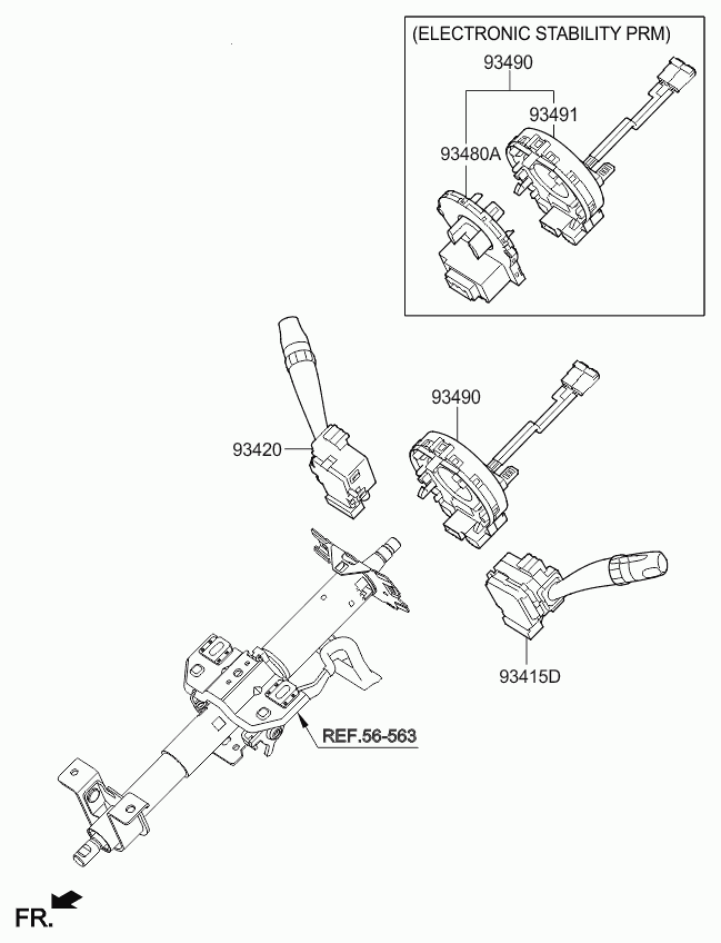Подрулевой переключатель внешнего света для Киа Каренс 2006-2012