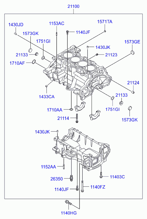 Блок цилиндров в сборе для Хендай Элантра 2006-2011