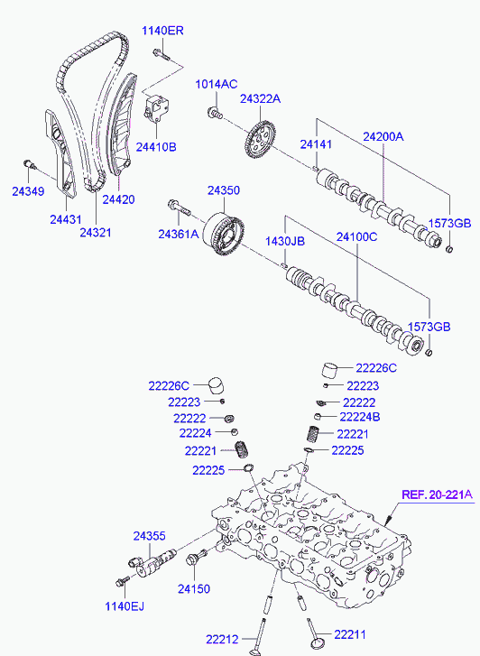 Цепь ГРМ для Хендай Элантра 2006-2011