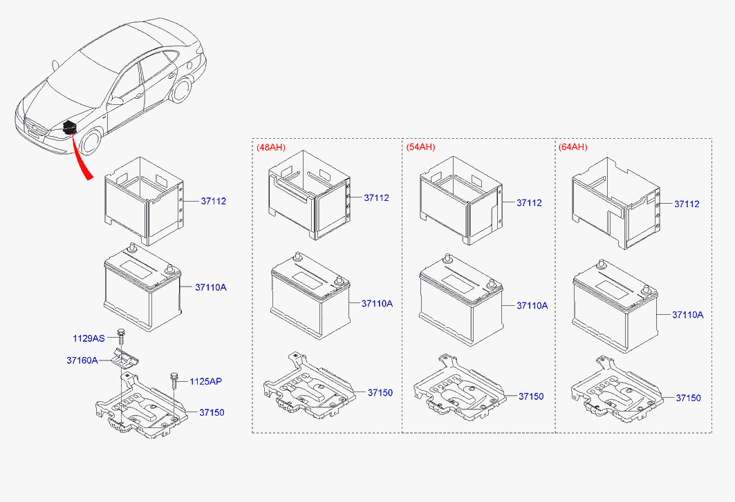 Аккумулятор для Хендай Элантра 2006-2011