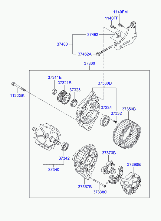 Генератор в сборе для Хендай Элантра 2006-2011