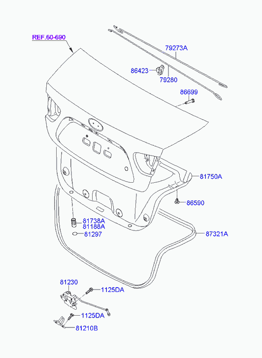 Замок багажника для Хендай Элантра 2006-2011
