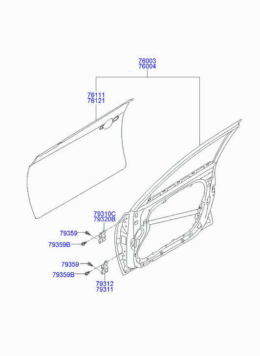 Дверь передняя левая для Хендай Элантра 2006-2011