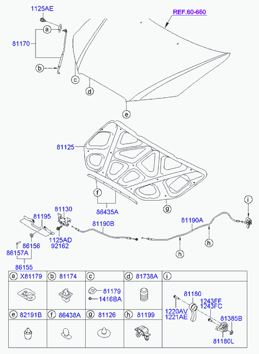 Замок капота для Хендай Элантра 2006-2011