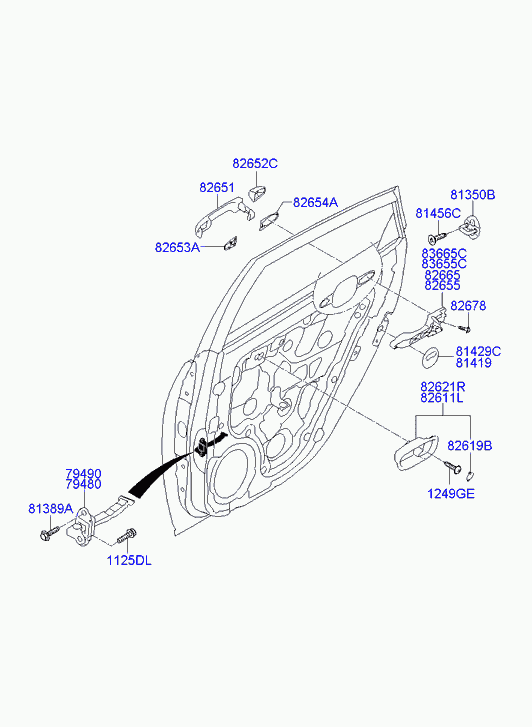 Ручка задней левой двери для Хендай Элантра 2006-2011