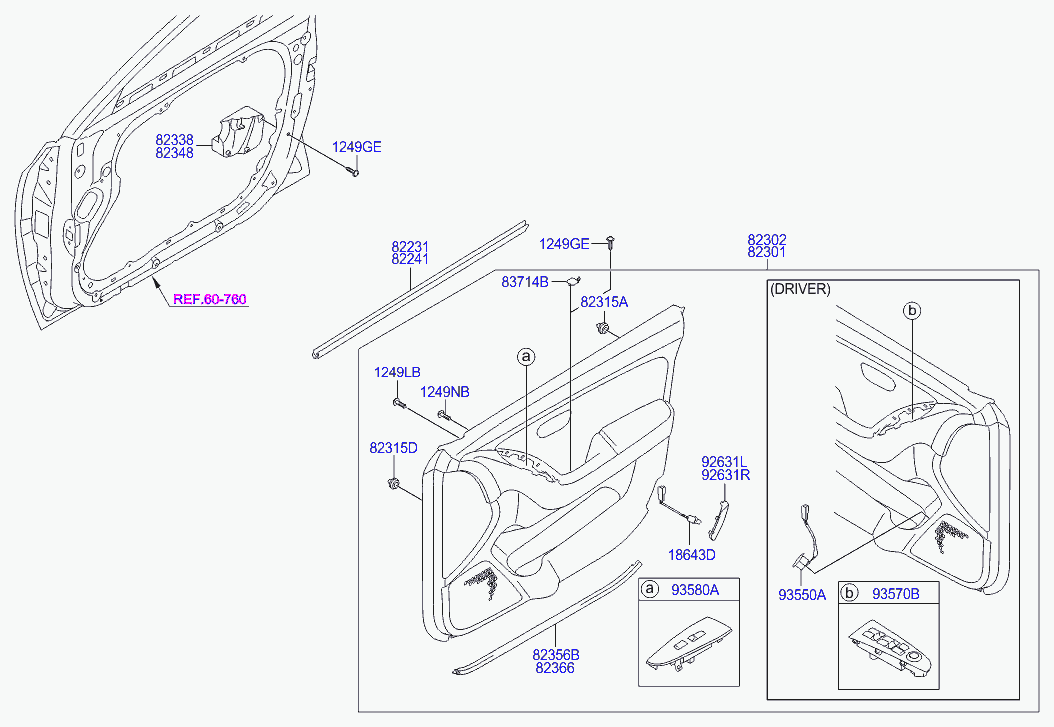 Кнопки стеклоподъёмников водительской двери для Хендай Элантра 2006-2011