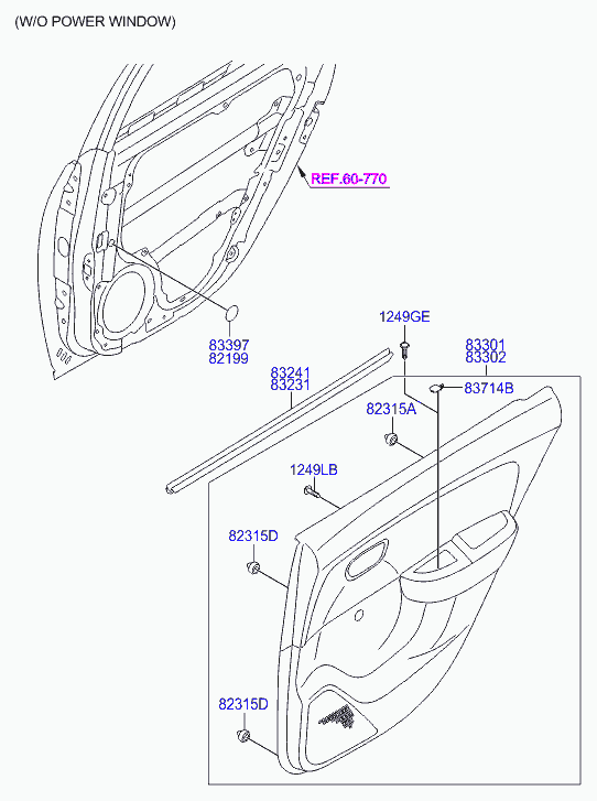 Панель отделки задней правой двери для Хендай Элантра 2006-2011