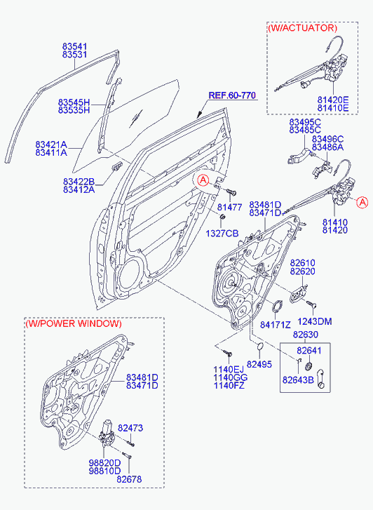 Стекло задней левой двери для Хендай Элантра 2006-2011