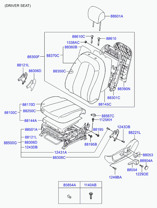 Спинка сиденья водителя для Хендай Элантра 2006-2011