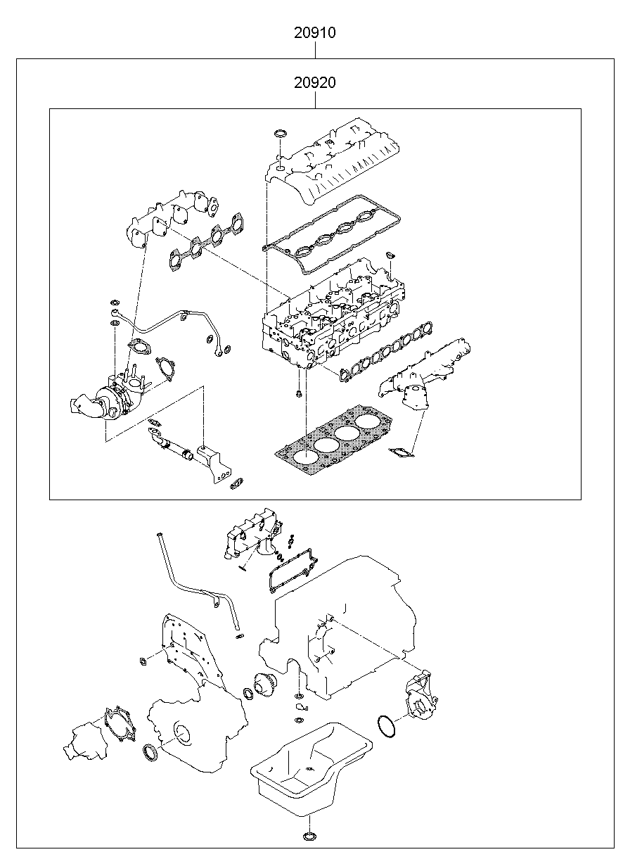 Комплект прокладок для двигателя для Хендай Н-1 2004-2007