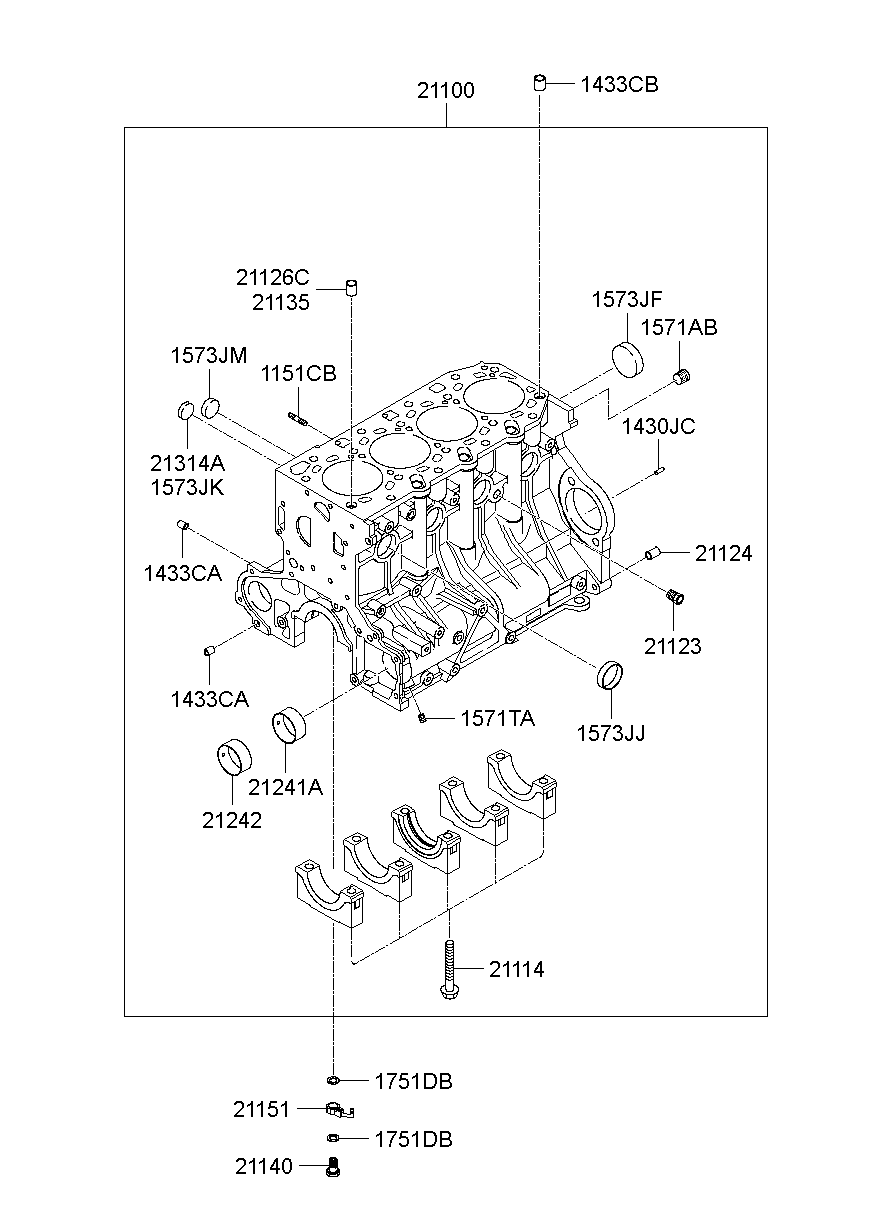 Блок цилиндров в сборе для Хендай Н-1 2004-2007