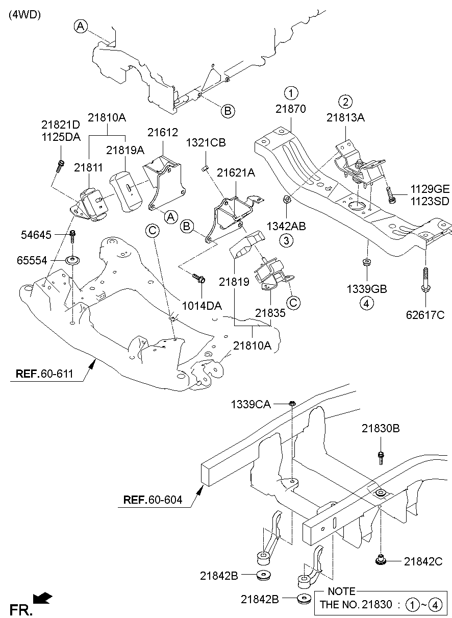 Подушка двигателя левая для Хендай Н-1 2004-2007