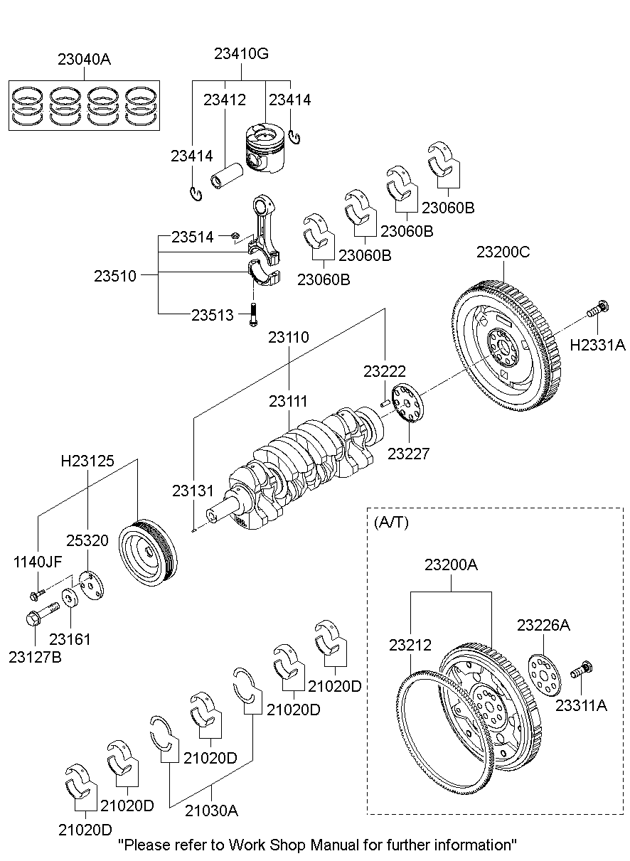 Вкладыши шатунные для Хендай Н-1 2004-2007