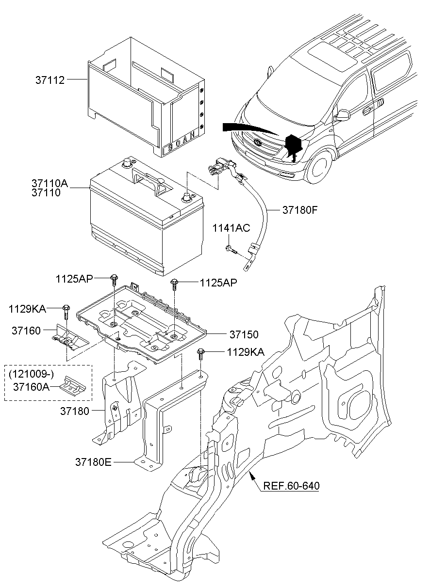 Аккумулятор для Хендай Н-1 2004-2007