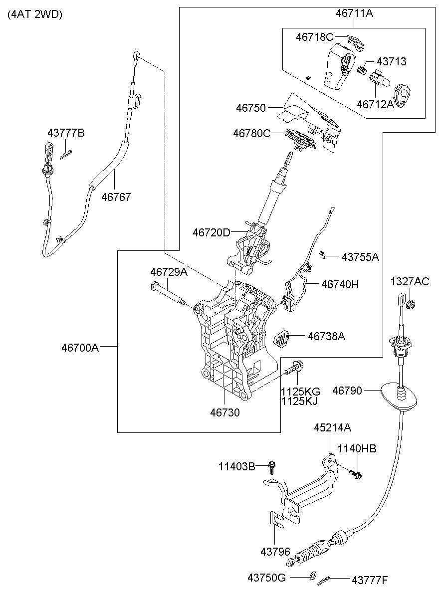 Трос переключения скоростей для Хендай Н-1 2004-2007 