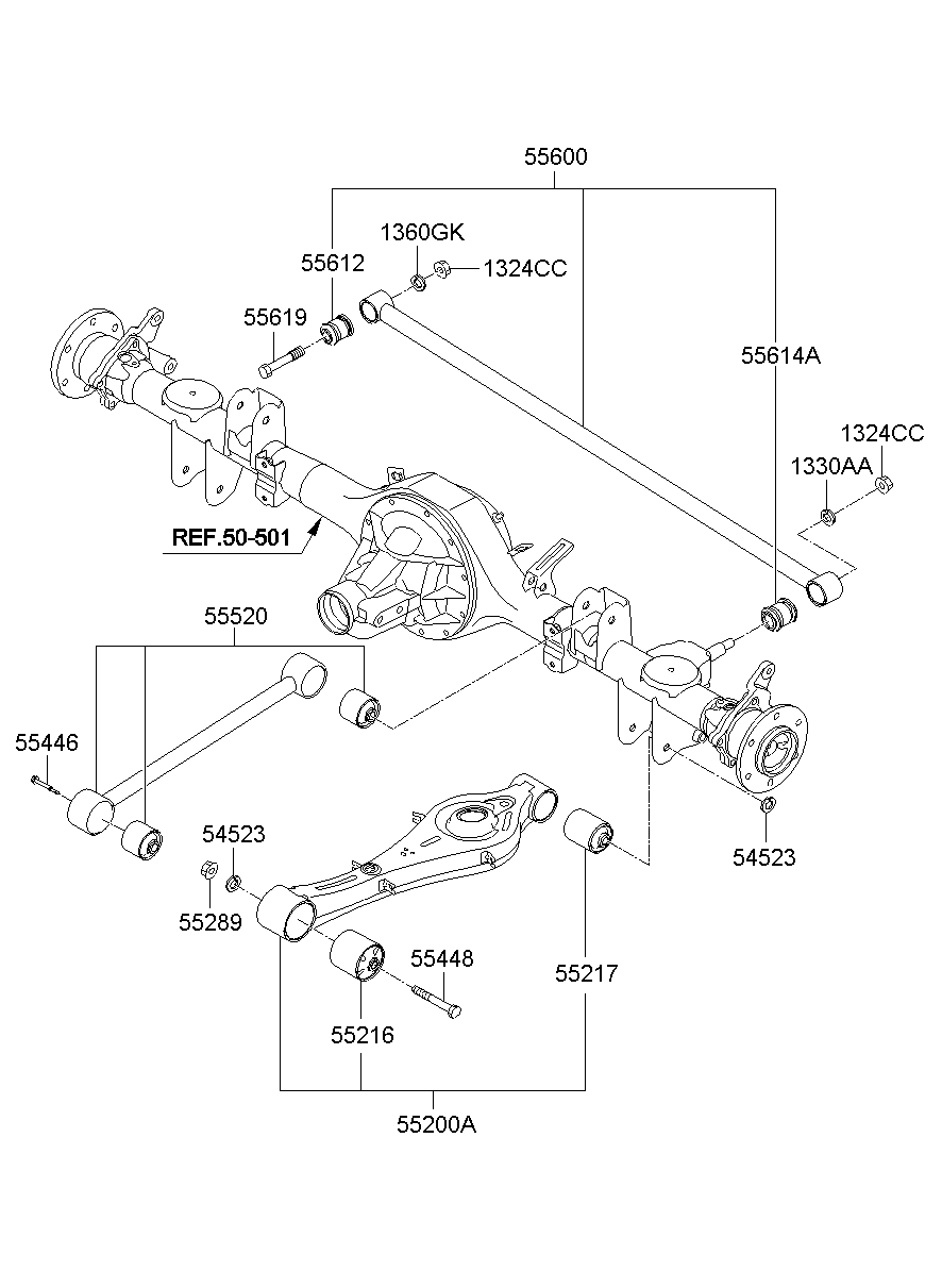 Рычаг задний нижний левый для Хендай Н-1 2004-2007