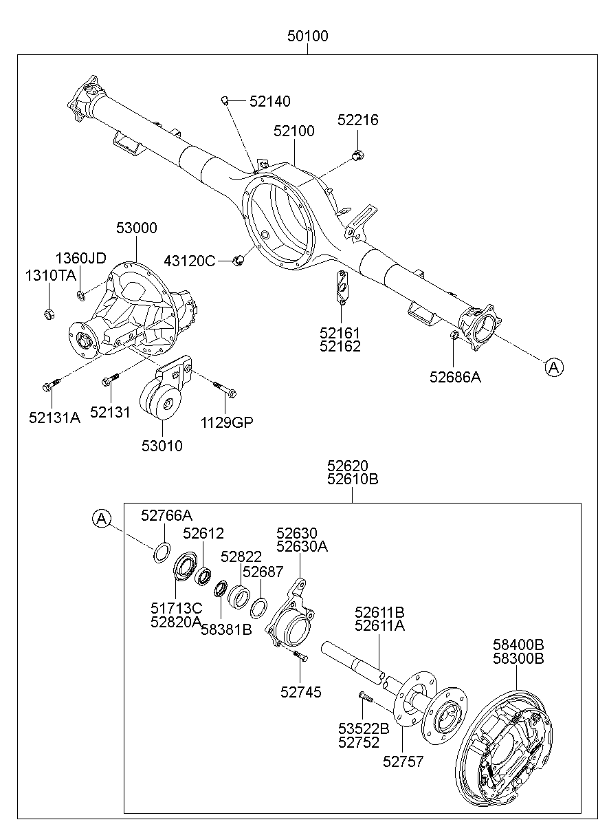 Балка задняя для Хендай Н-1 2004-2007