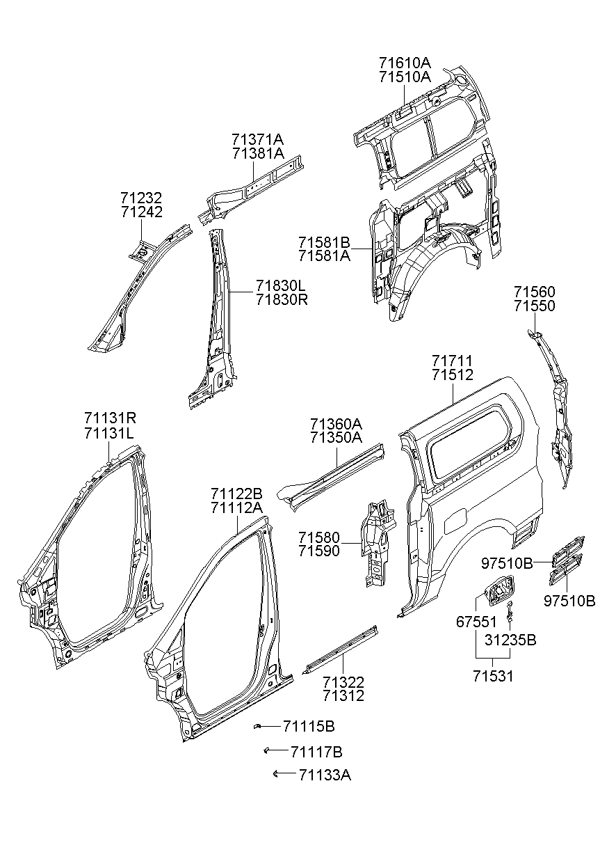 Крыло заднее левое для Хендай Н-1 2004-2007