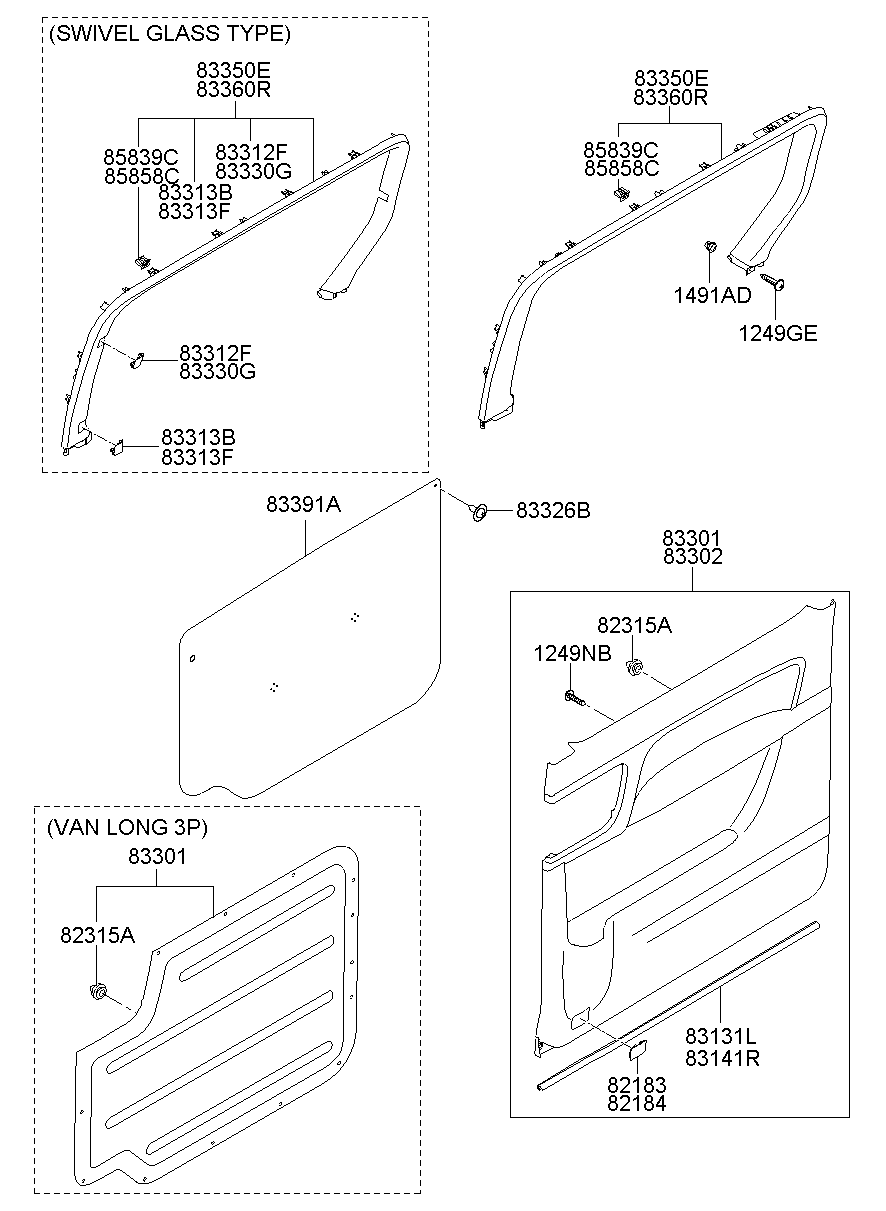 Панель отделки задней правой двери для Хендай Н-1 2004-2007
