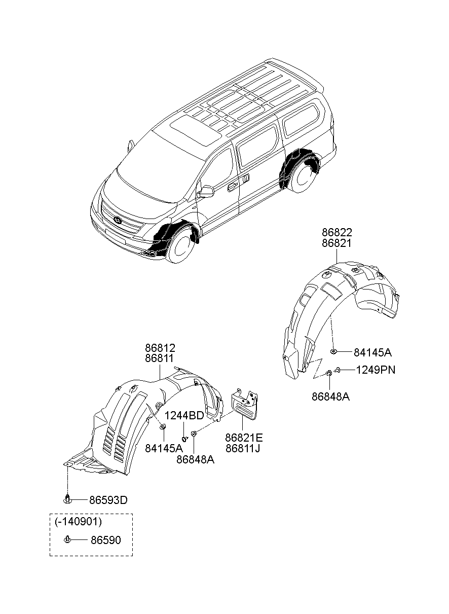 Подкрылок передний правый для Хендай Н-1 2004-2007