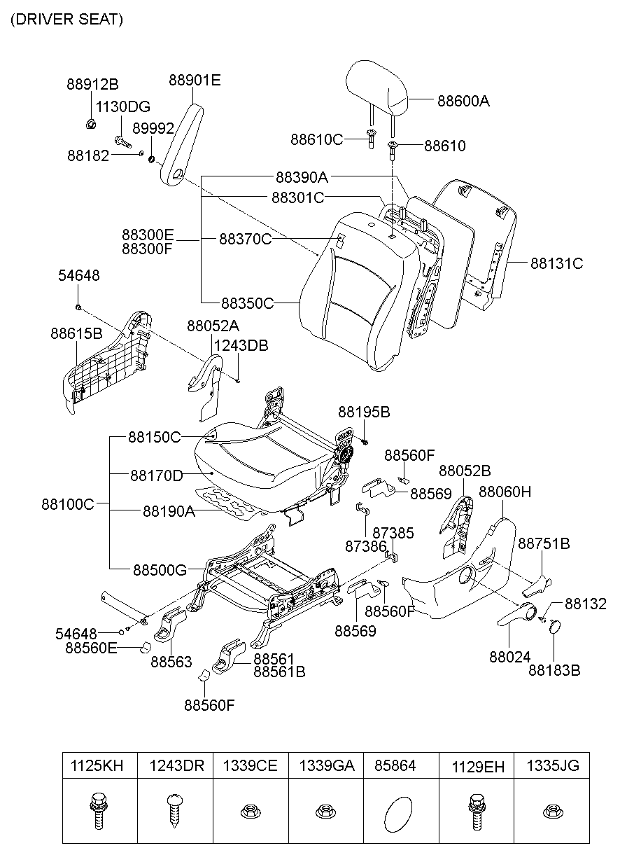 Подушка сиденья водителя для Хендай Н-1 2004-2007