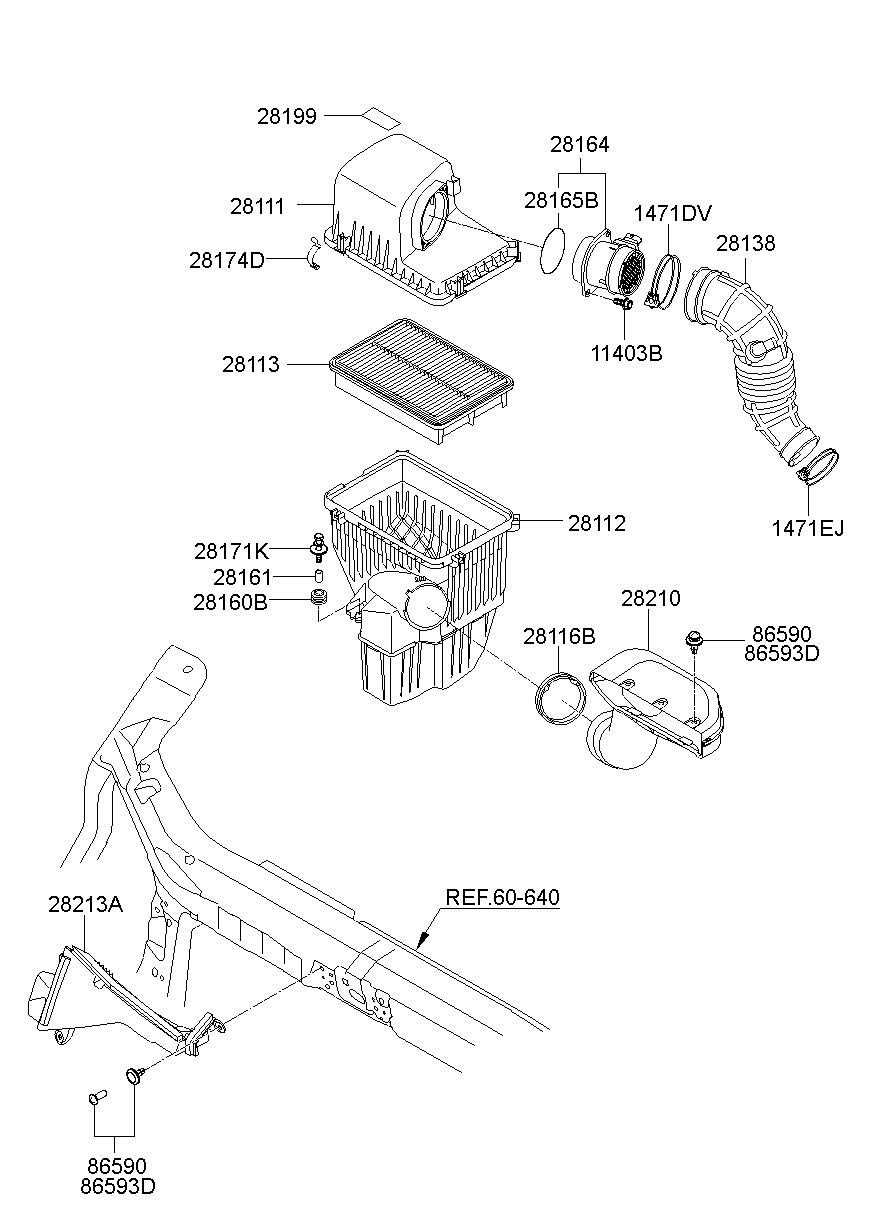 Датчик расхода воздуха для Хендай Н-1 2007-2015