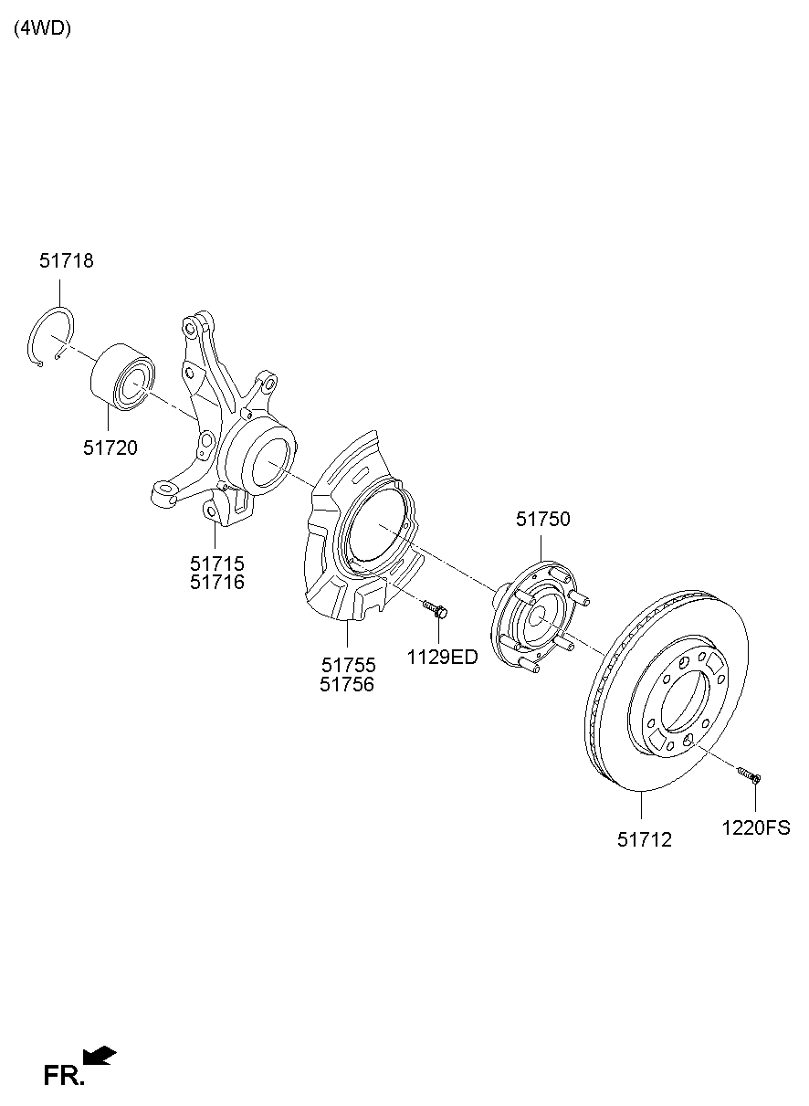 Ступица передняя правая для Хендай Н-1 2007-2015