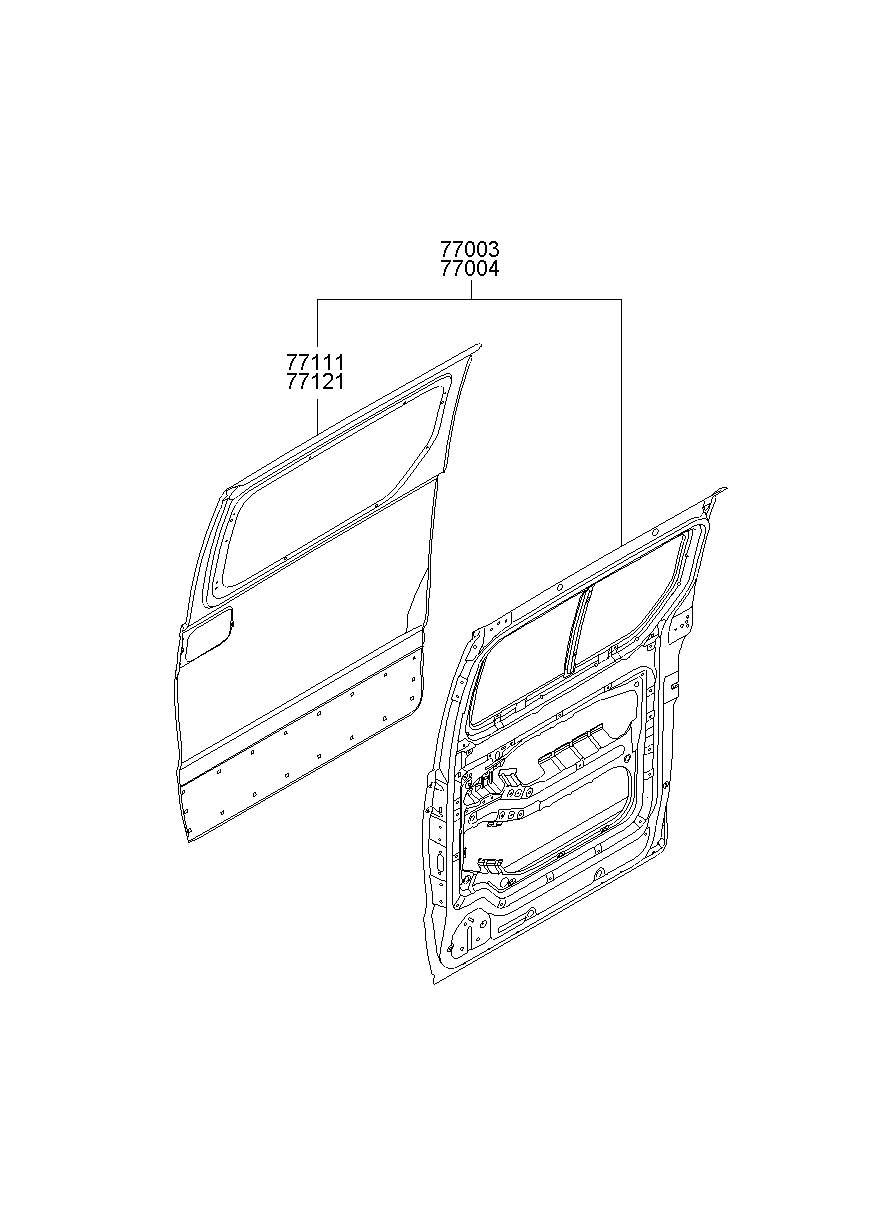Дверь задняя правая для Хендай Н-1 2007-2015