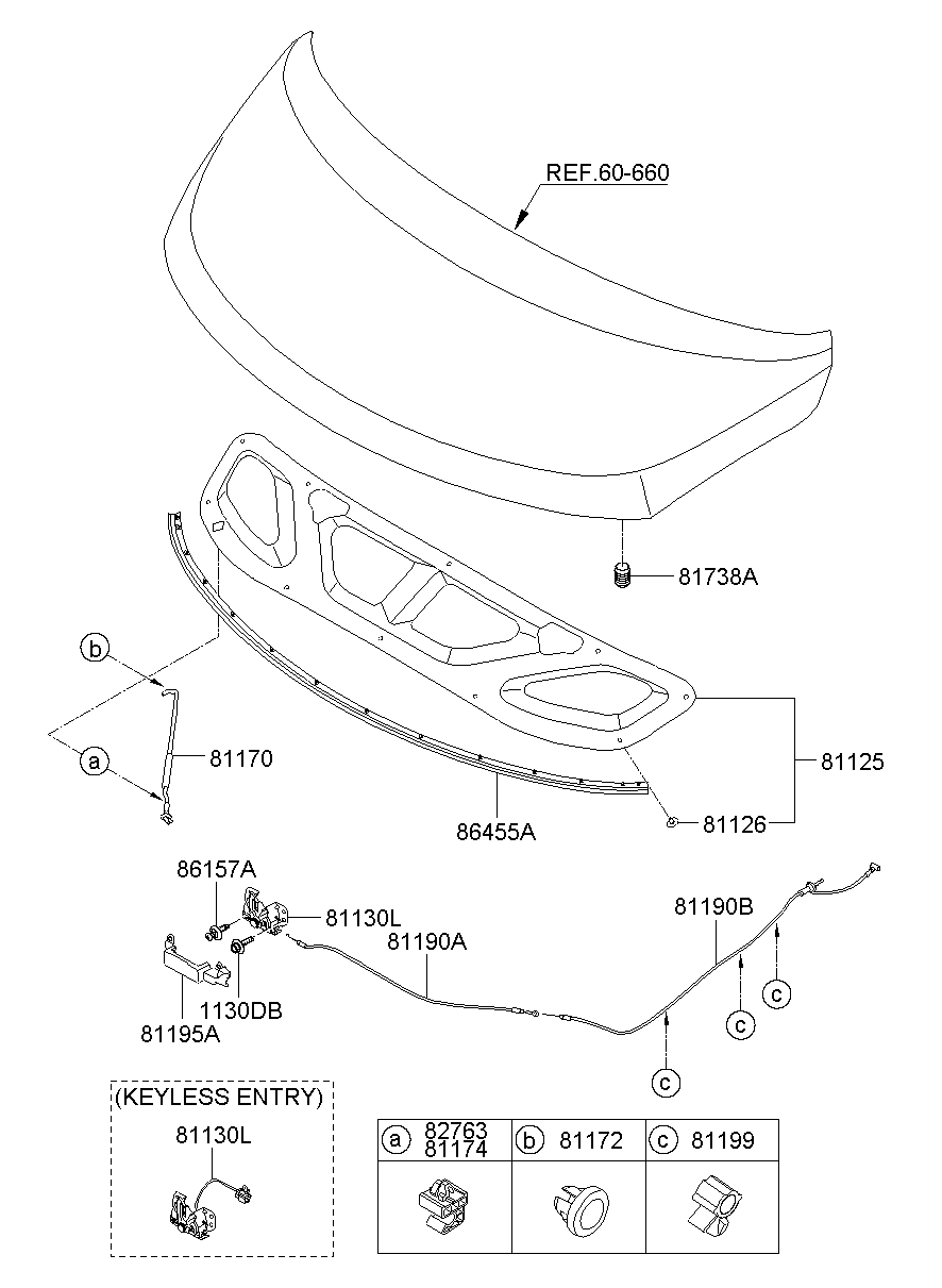 Замок капота для Хендай Н-1 2007-2015