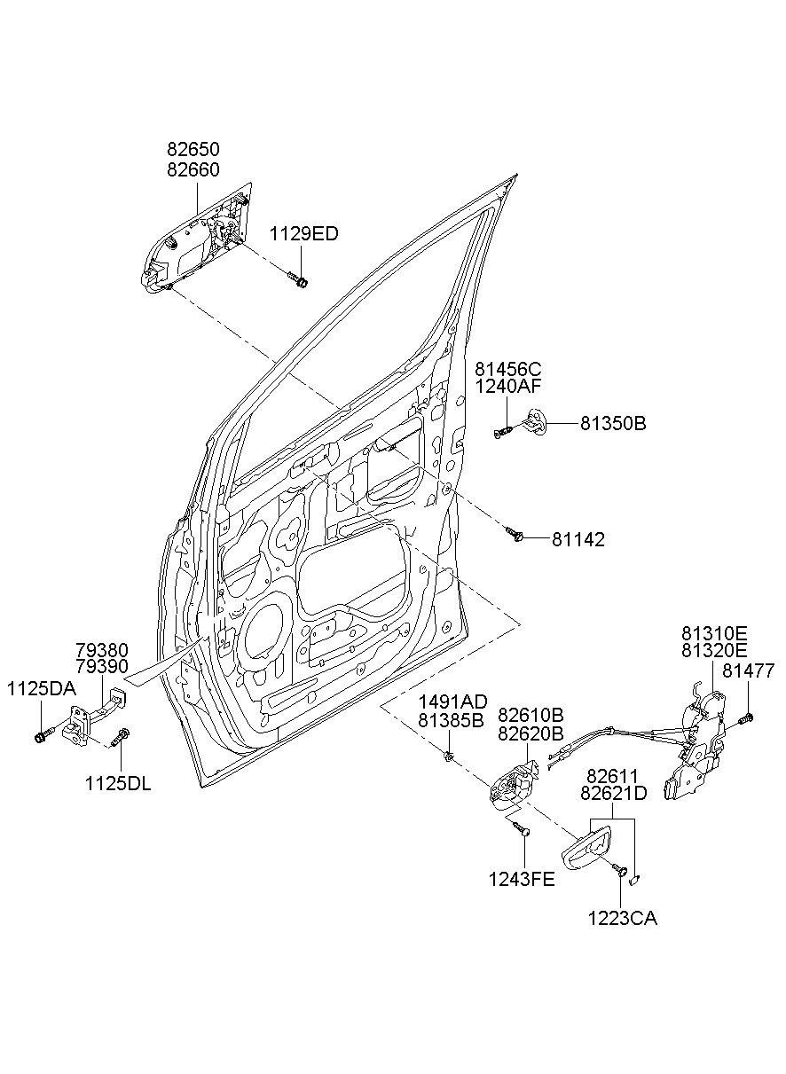Замок передней правой двери для Хендай Н-1 2007-2015