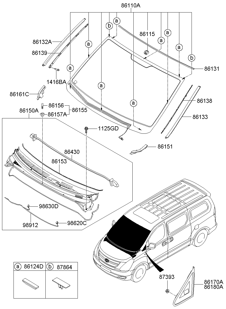 Лобовое стекло для Хендай Н-1 2007-2015