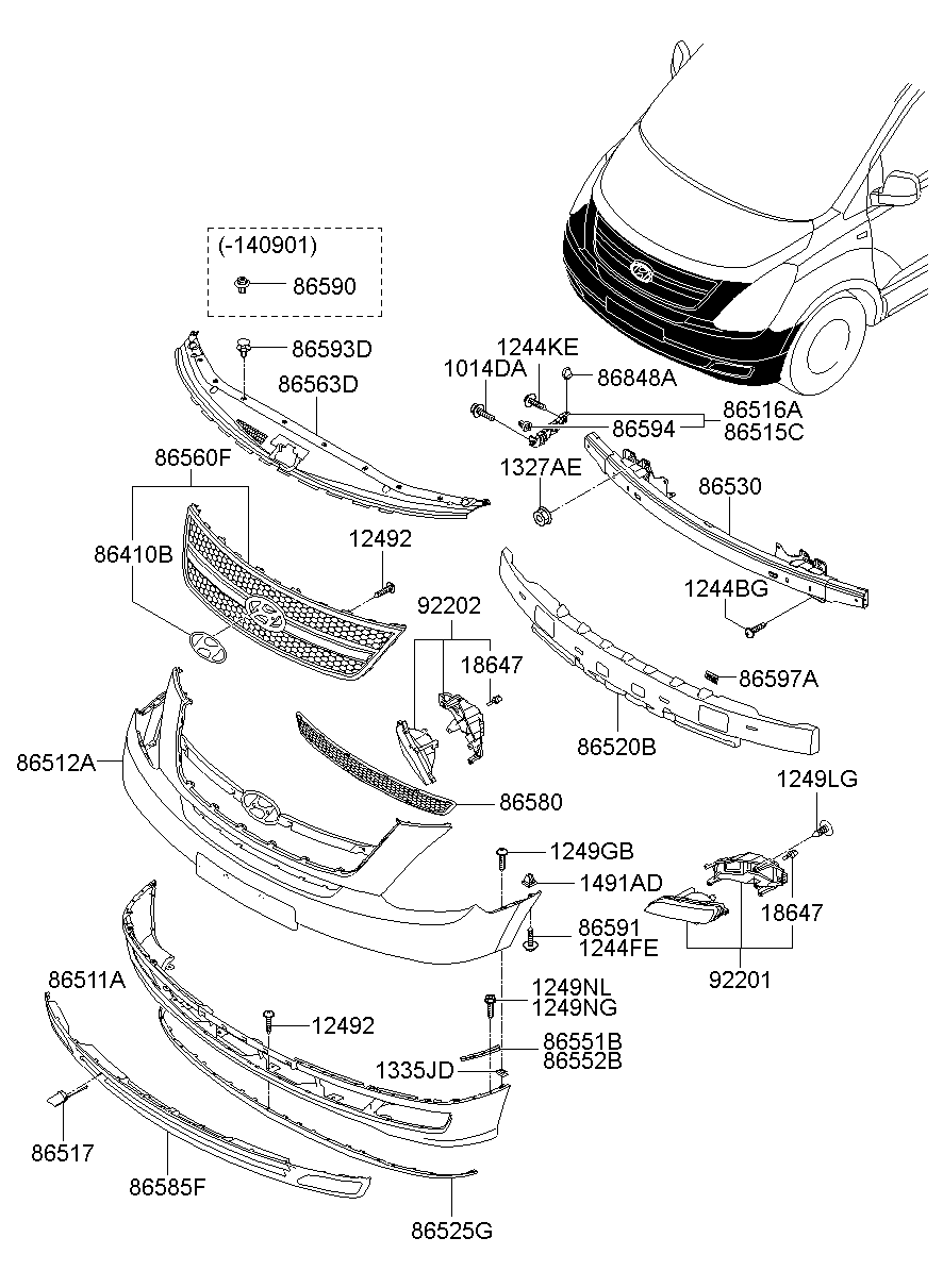 Решетка радиатора для Хендай Н-1 2007-2015