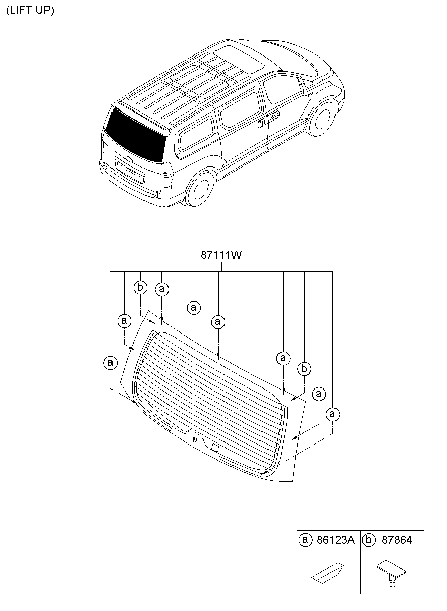 Стекло заднее для Хендай Н-1 2007-2015