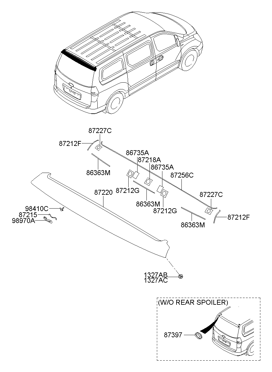 Спойлер задний для Хендай Н-1 2007-2015
