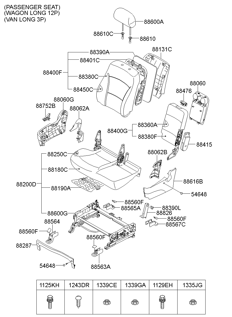Спинка переднего сиденья пассажира для Хендай Н-1 2007-2015