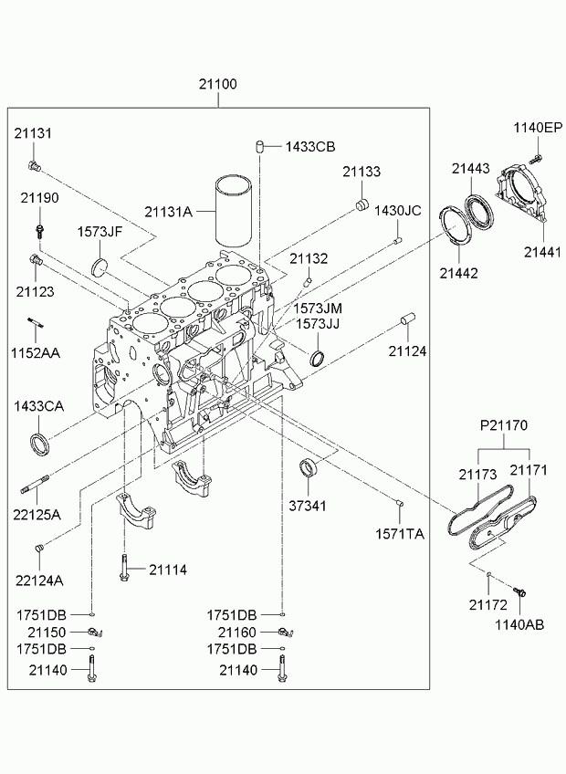 Блок цилиндров в сборе для Киа Бонго 2005-2018