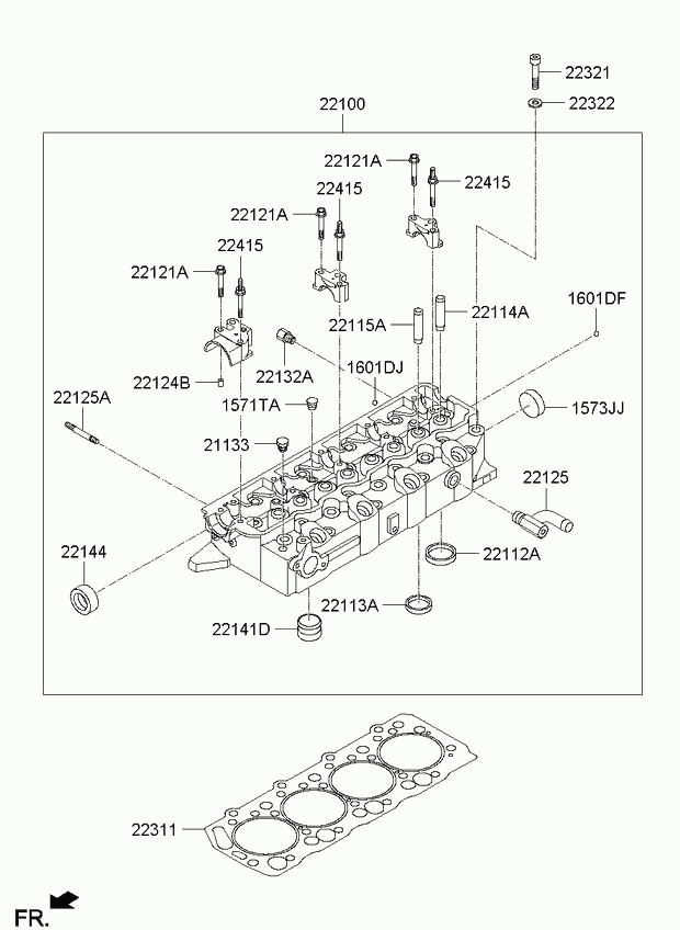 Головка блока цилиндров в сборе для Киа Бонго 2005-2018