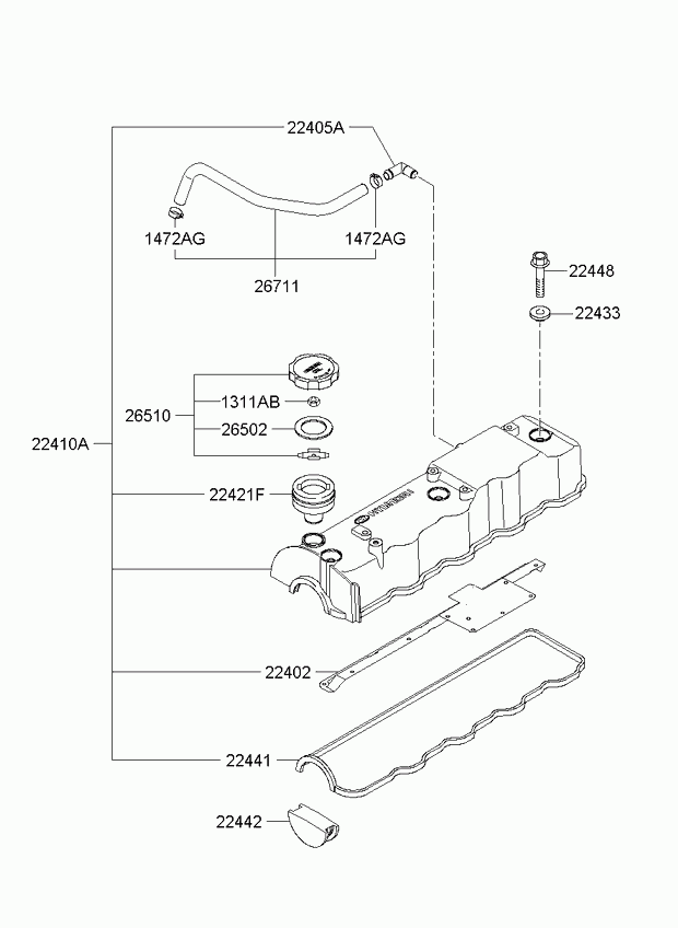 Клапанная крышка для Киа Бонго 2005-2018