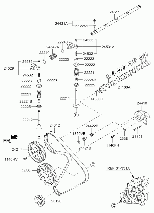 Цепь ГРМ для Киа Бонго 2005-2018