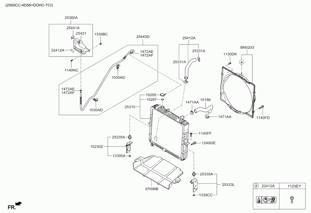 Радиатор двигателя в сборе для Киа Бонго 2005-2018