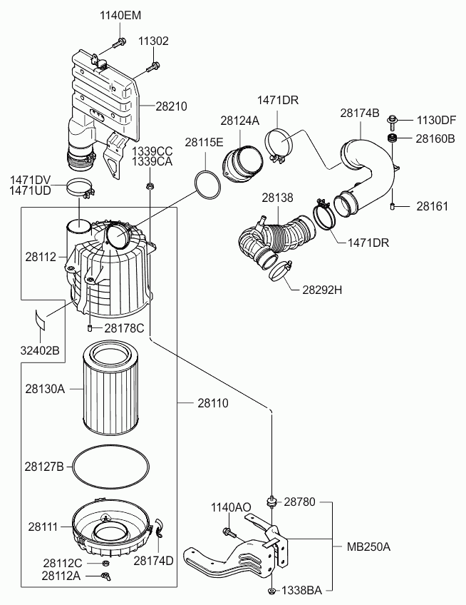 Корпус воздушного фильтра в сборе для Киа Бонго 2005-2018