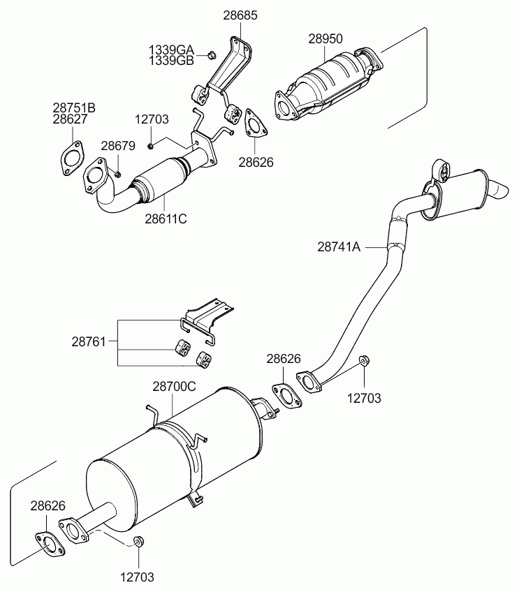Глушитель средний для Киа Бонго 2005-2018