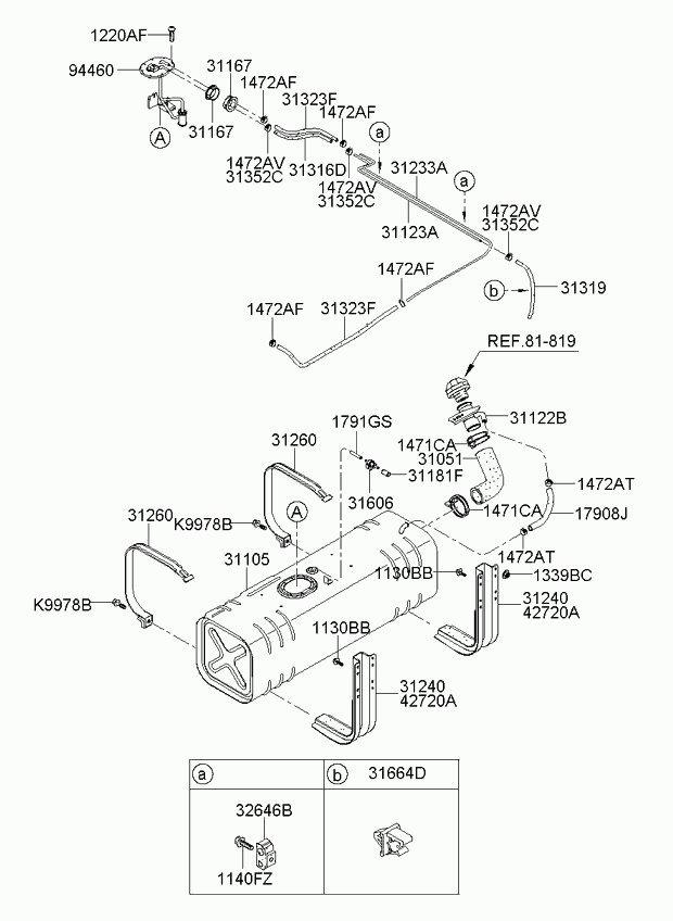 Бак топливный для Киа Бонго 2005-2018