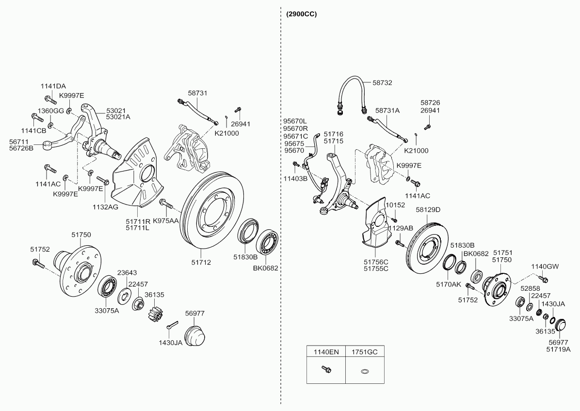 Поворотный кулак передний правый для Киа Бонго 2005-2018
