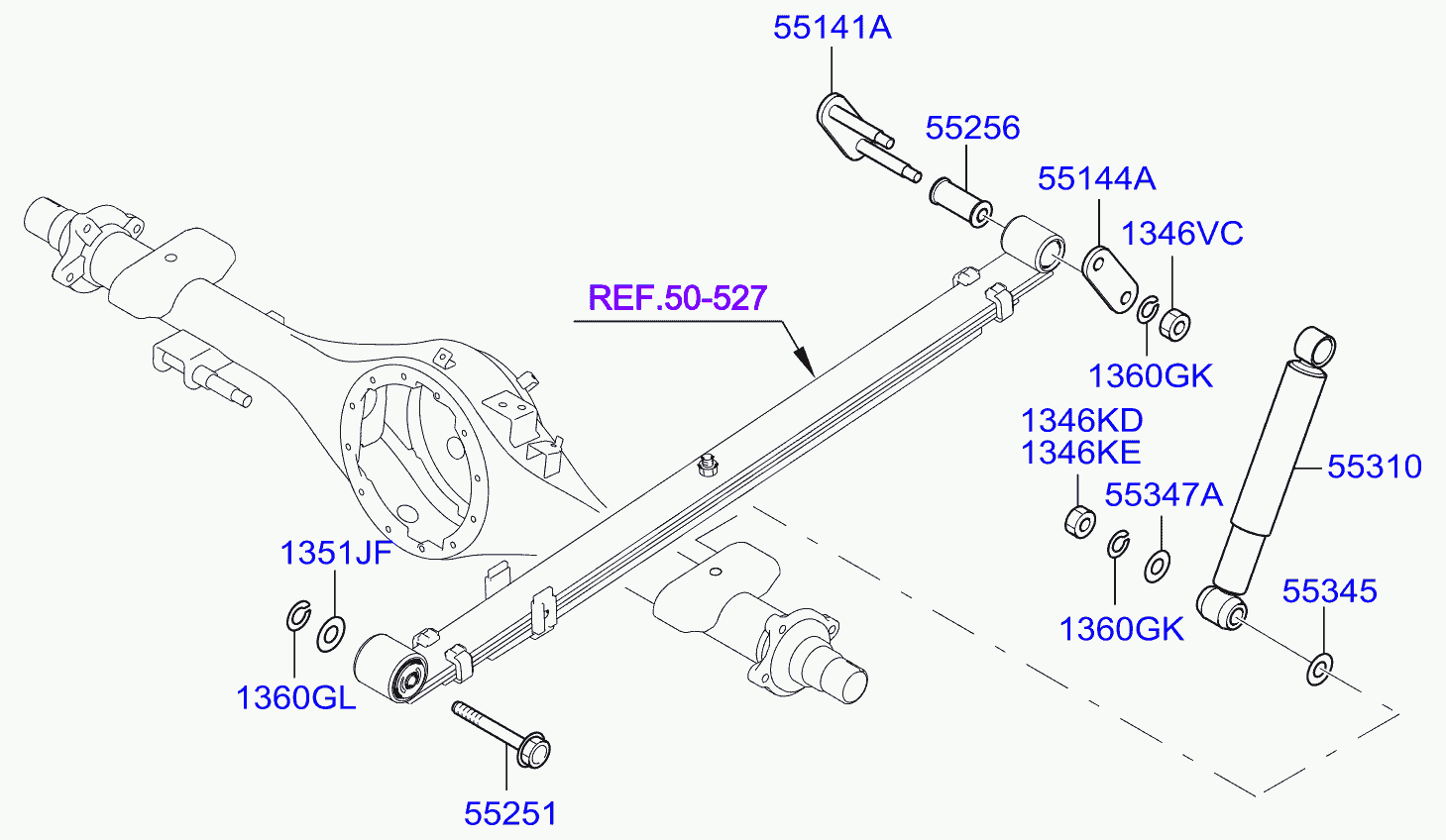 Амортизатор задний для Киа Бонго 2005-2018