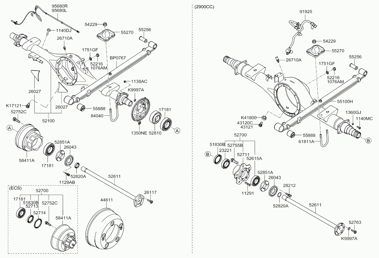 Приводной вал задний правый для Киа Бонго 2005-2018