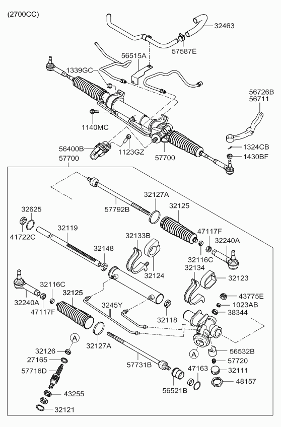 Рулевая рейка для Киа Бонго 2005-2018