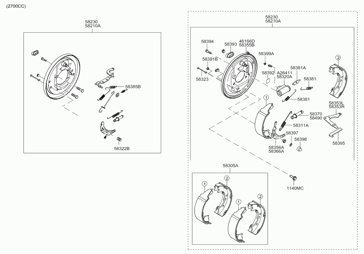 Колодки тормозные задние для Киа Бонго 2005-2018