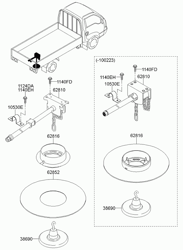 Кронштейн запасного колеса на багажнике для Киа Бонго 2005-2018