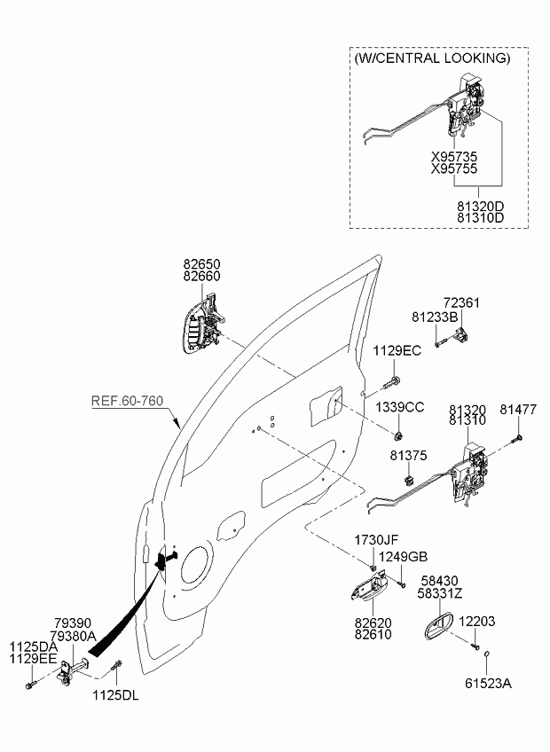 Ручка передней правой двери для Киа Бонго 2005-2018
